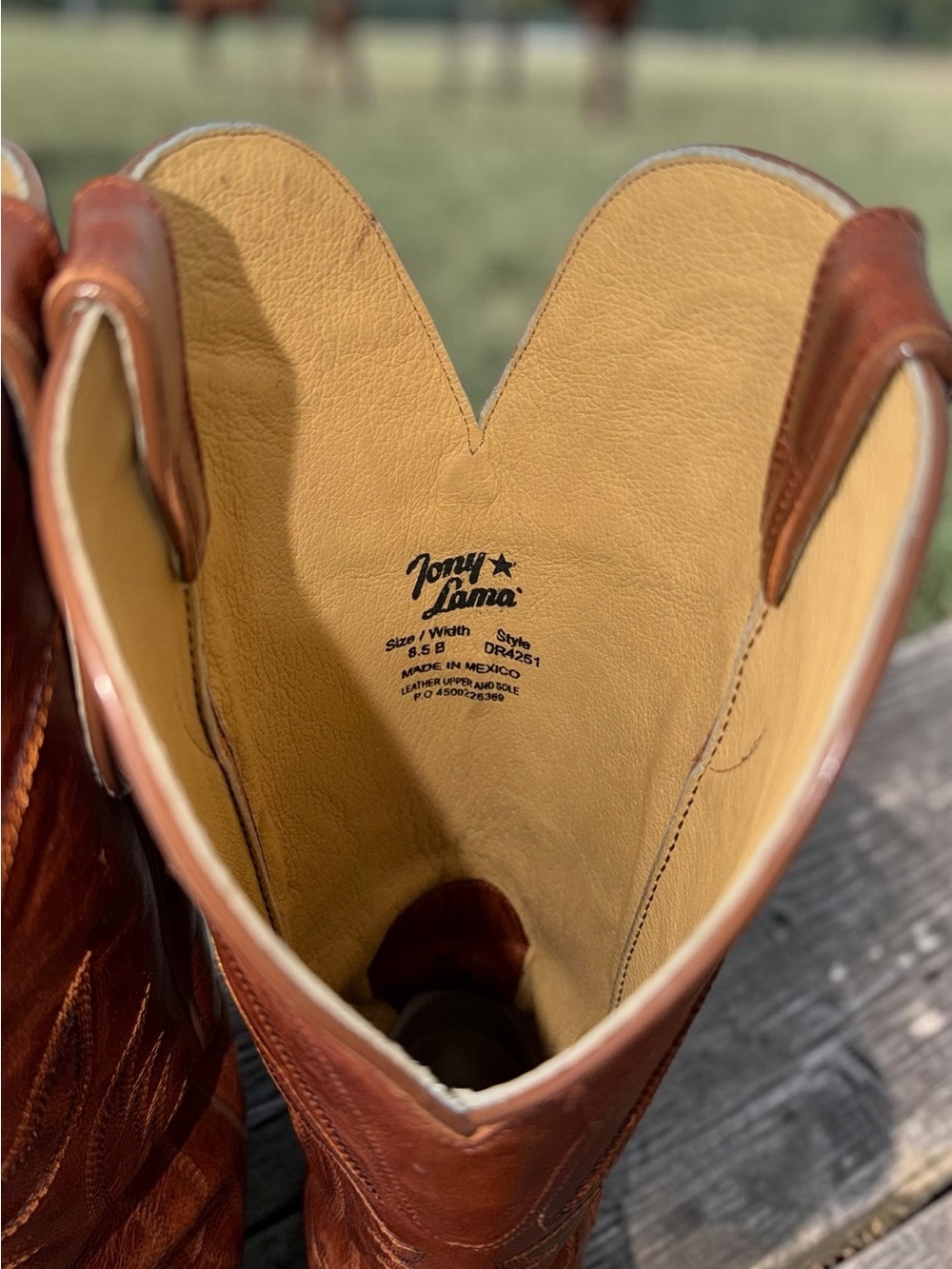 Tony Lama Derby Liz Tall Leather Cognac Western Snip Toe Cowboy Boots 8.5 - Picture 4 of 13